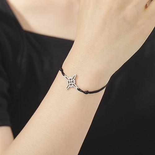 Creative Witches Celtic Knot Bracelet Stainless Steel Hollow Out Witchcraft Handmade Braided Wax Cords Couple Friendship Bracelet2