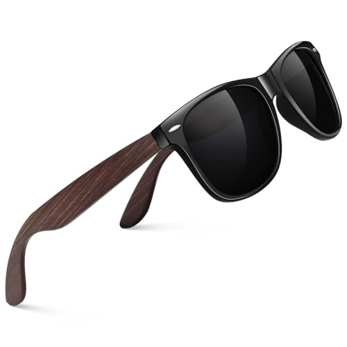 CGID Lunettes de Soleil en Bambou Polarisées Homme Femme UV400