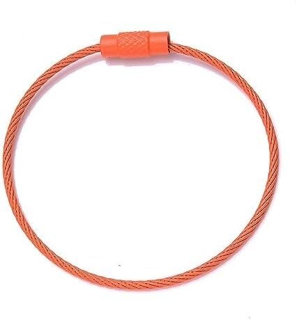 YUIPNATC Wire Keychain Cable, 5pcs/lot Colorful Stainless Steel Wire Keychain Cable Loop Screw Lock Rope Key Holder Outdoor Tools(Orange)