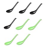 【Satisfaga las necesidades familiares】 8 cucharas de plástico de mango largo que todos los adultos y niños pueden usar. Calidad profesional, muy apta para cocinar, revolver y mezclar.