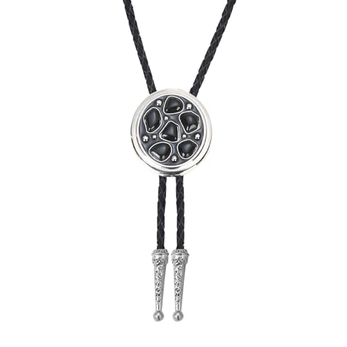 Collier Bolo Western géométrique unisexe cravate texane cuir noir cordon ajustable