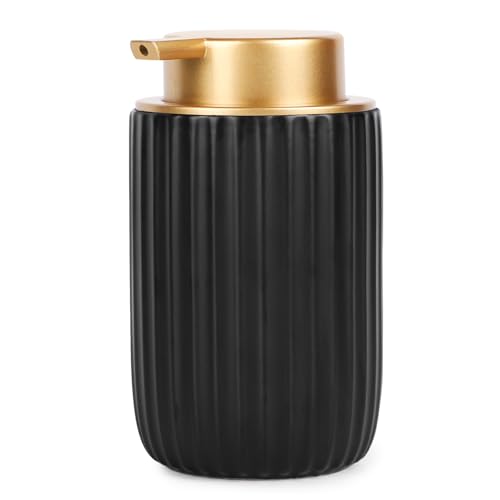 Image of Segbeauty Ceramic Liquid Soap Dispenser, 10.8oz Refillable Black Lotion Soap Dispenser with Pump, 320ml Bathroom Countertop Soap Dispenser Kitchen Creams Containers Bottle Decorative Pump Bottle