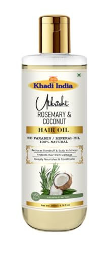 Image of Khadi Rosemary & Coconut Hair Oil 200ml | Oil For Hair Growth, Dry & Frizzy Hair | Non Sticky, Paraben & Mineral Oil Free | Suitable for All Hair Types | Daily Use for Men & Women