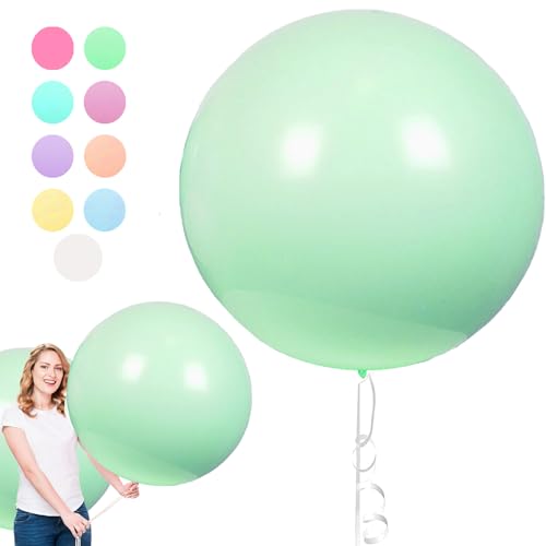 6 Pièces Ballon Géant en Latex, 36 Pouces Grand Décorations Ballon Vert, Rond Helium Balloon pour Les Festivités de Fête de Mariage Party Carnival Event...