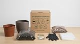 I GIARDINI DI GIULIA - Kit Rinvaso Completo per Piante Verdi da Interno 7 Accessori con Coprivaso Design 20cm Facile per Principianti (Vaso tortora)
