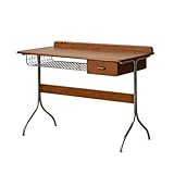 Writing Desk with Wood Top and Metal Frame Vintage Style Vanity Tables Computer Desk with Drawers for Home Office Decor