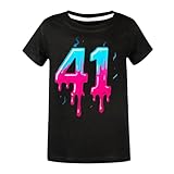 Camisetas Informales de Manga Larga para niños con Estampado gráfico y Cuello Redondo en Tejido Mezclado para Uso Diario (2-Black, 8-9 Years)