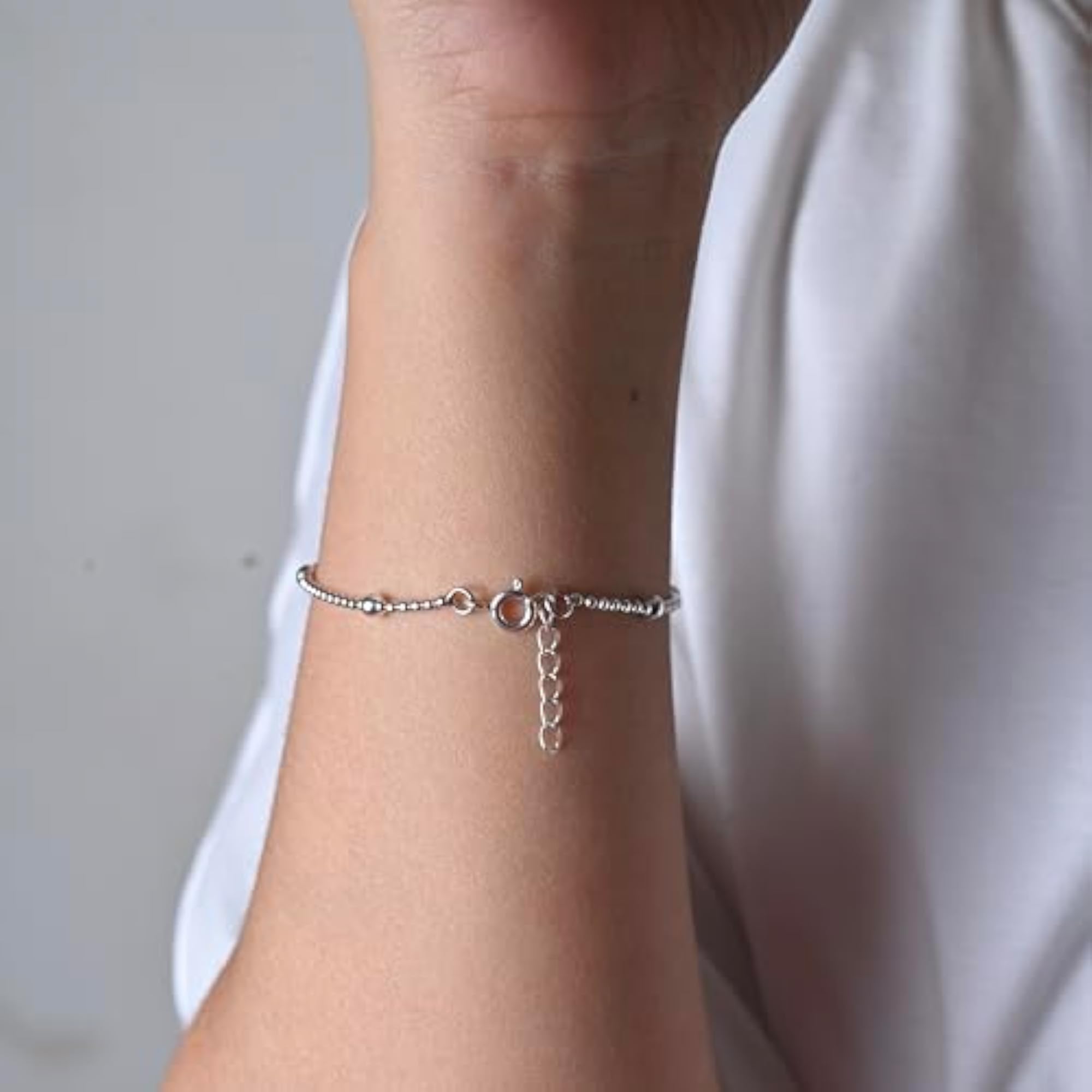 92.5 Silver Boondh Bracelet, Elegant Design for Women