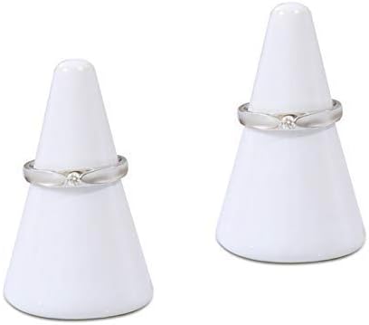 Airmoon Ceramic Ring Holder Tower for Jewelry,Jewelry Ring Holder Cone Shaped Display Stand for Engagement or Wedding Rings… (White)