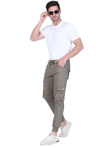 Image of Men's Cargo Pants with Pockets, Cotton Joggers, 6 Pocket Casual Trousers, Track Pants for Office and Parties, Comfortable