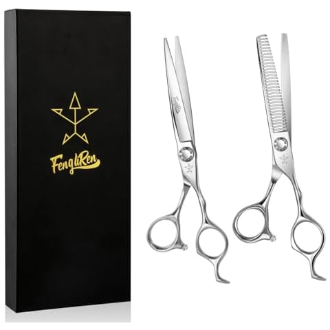 Fengliren High-end Professional Extremely Very Sharp Barber Hair Cutting Scissors Hairdresser Shears For Hair 6.5 Inch Haircut Scissor Made Of Stainless Steel Alloy For Hairdressing Salon and Home Use Cover