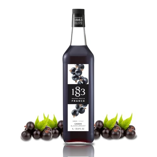 1883 Blackcurrant Syrup for Drinks, Made in France, 1 Liter Glass Bottle