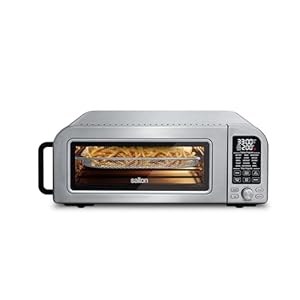 Salton Pizzadesso Professional Pizza Oven, Ultra High Heat Temperature Woodfired Electric Air Fry Toaster Oven with Six Pizzeria Settings for NY Style, Chicago Deep Dish, Proofing (TO2122SS)