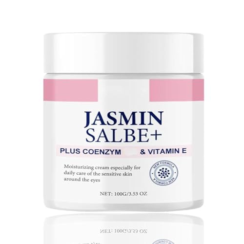 Jasminsalbe Plus, Jasmin Salbe Augen, Jasminsalbe Augenringe Schlupflider, Jasminsalbe Gegen Augenringe, Augencreme mit Collagen und Aloe Vera, Augenpflege für Frauen & Männer (100g)