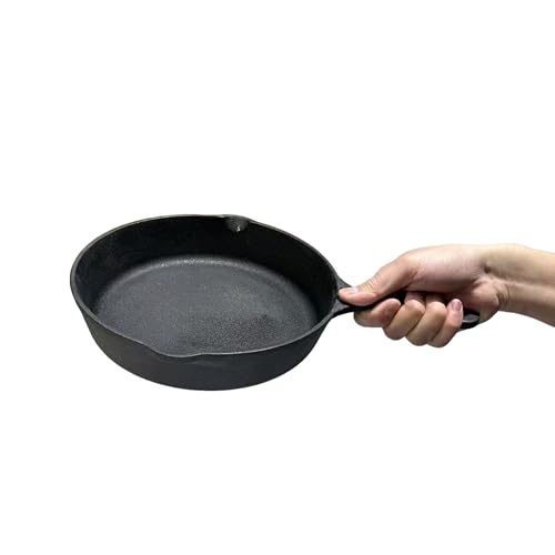 Image of 8-Inch Cast Iron Skillet, Pre-Seasoned Cast-Iron Frying Pan with Teardrop Handle - Oven, Stovetop, Grill & Campfire Use Durable, Non-Toxic, Even-Heating Cookware - Black