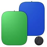 BANNIO Fondo Fotografia,Green Screen Plegable,Fondo Fotografico Reversible,2 en 1 Croma Verde Croma Azul Pantalla,para Youtube, edición de Video 5'x7'/150x200cm,Verde/Azul