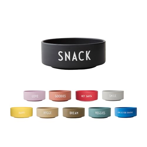 Design Letters Snack Schale Schwarz SNACK | Porzellan Snackschale mit Eingravierten Buchstaben | Salatschüssel, Müslischalen, Rührschüssel, Bowl | Geschenke für Frauen, Geschenke für Männer