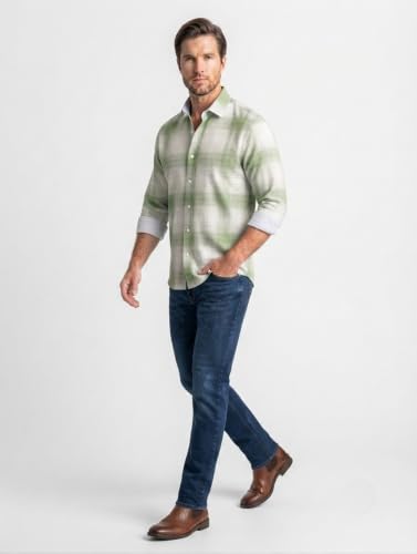 Image of DEEMOON Men's Cotton Blend Regular Fit Shirt | Full Sleeves Checkered Casual Button-Down Shirt for Men (Available in Plus Size)