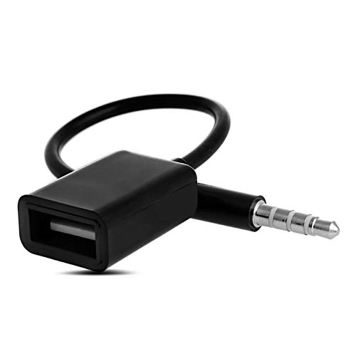 Jenivaint USB to 3.5mm Audio Jack Cable, 3.5mm Jack to USB Converter Cable, 14.5cm Auto MP3 Playback Stereo Audio Connection for Car AUX Port Vehicle Navigation Systems (Black) by Jenivaint - Used condition - US$8.03