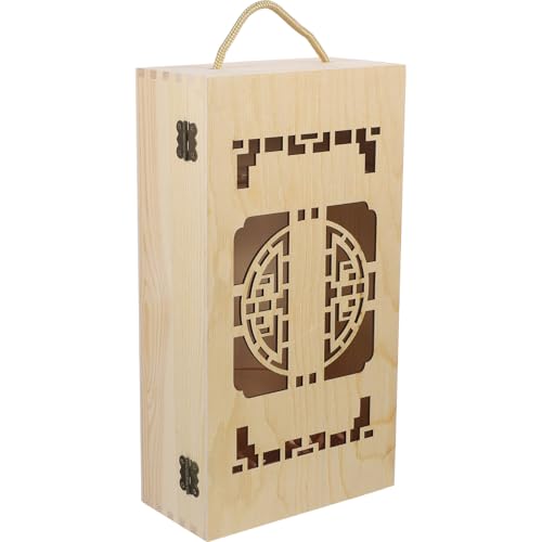 Boîte à vin en bois de pin avec support stable et poignée de transport