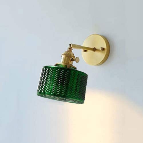 Lámpara de pared interior E27 verde con cristal retro para casa y bar