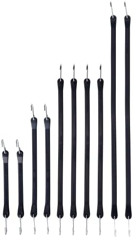 Rubber Bungee Cords Assorted Sizes with 1.8X Max Stretch & Over 176 lbs Load, Black Heavy Duty Bungee Straps with 100% EPDM Rubber & S Hooks for Cargo, Tarps, Van, Truck, 10", 15", 21", 31" (10 Pack)