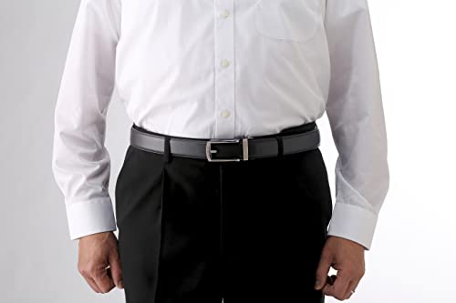 Little Island Men's Business Belt, Easy Ratcheting Type, Auto Lock, Genuine Leather, No Holes, Braun, 136cm4