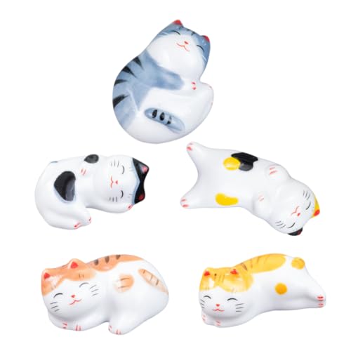 CHICAMPERA 5個 日式陶瓷招?猫箸置き 滑らかで美しい表面 食洗機対応 家やレストラン向け食卓用箸スタンド