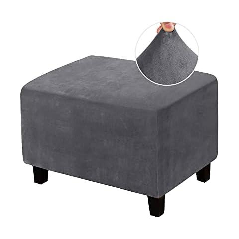 LiveGo Ottoman-Bezug, waschbarer Samt-Ottoman-Schonbezug, rechteckig, staubdicht, elastisch, abnehmbarer Hockerbezug in fünf Farben Cover