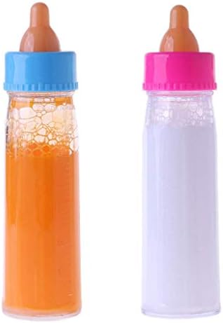 WEISHA 2PCS Magic Disappearing Milk and Juice Bottles for Baby Dolls