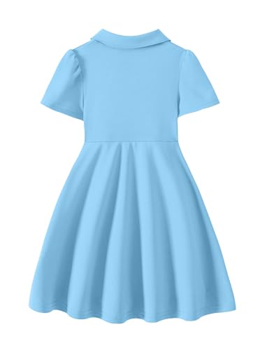 Hilinker Toddler Girls Ruffle Short Sleeve Polo Dress Cute Heart Print Uniform Dresses2