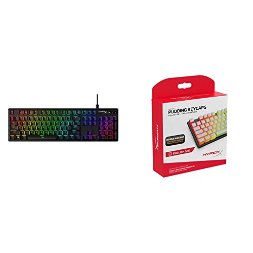 Image of HyperX Alloy Origins Mechanical USB Gaming Keyboard Software-Controlled Light and Macro Customization, Compact Form Factor, RGB LED Backlit, Black & Double Shot PBT Pudding Full OEM Profile