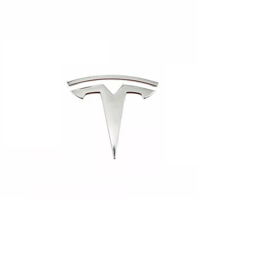 Model 3 / Y Badge Emblem - Front Hood Frunk Replacement Logo for Tesla Model 3 and Y -3D, ABS Emblem Chrome Silver