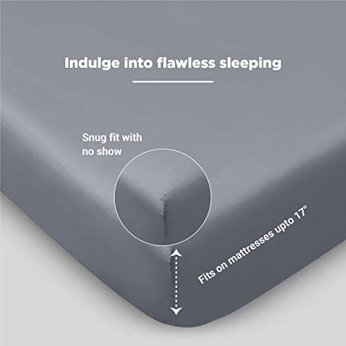 FABDREAMS 100% Organic Cotton King Sheet Set | 400 Thread Count| Luxury Hotel Collection|GOTS Certified Premium Long Staple Cotton|Elasticised 17" Deep Pockets|Smoother than Egyptian Cotton|Light Gray - Thumbnail 3