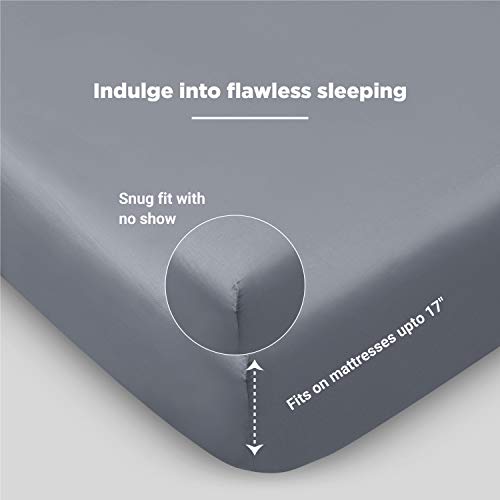 Fabdreams 100% Organic Cotton Full Size Sheet Set | 400 Thread Count Sheet Set | Gots Certified | Long Staple Cotton | Upto 17" Elasticised Deep Pockets | Soft Silky Shiny | Light Gray #TOP4
