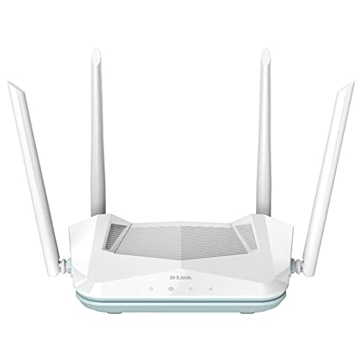 D-Link R15 EAGLE PRO AI AX1500 Smart Router med nätverksoptimering, föräldrakontroll med AI, Gigabit-portar, MU-MIMO, 1024 QAM, OFDMA, WPA3, D-Link Wi-Fi Mesh. Kompatibel med Alexa/Gooogle Assistant.