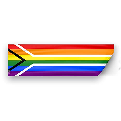 AGAS South Africa Rainbow Gay Pride Flag 3x10 inch Static Window Cling -Vinyl Material - Removable, Resusable and Leaves no Residue