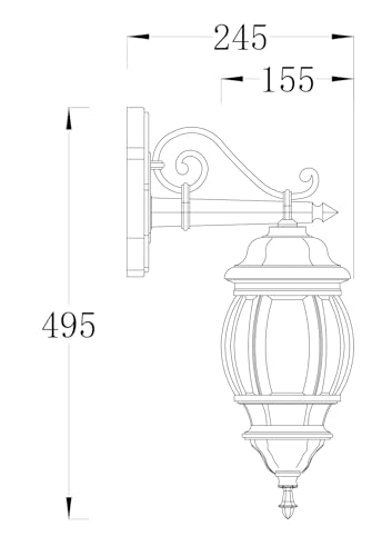Trio Lighting Applique Da Esterno Elvo, Portalampada Inferiore, Nero Opaco - 14