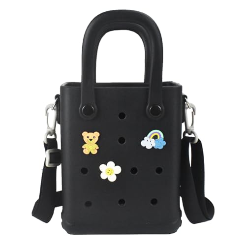 Small Rubber Tote Bag,Mini Eva Waterproof Beach Bag With Charms and Crossbody Strap For Women