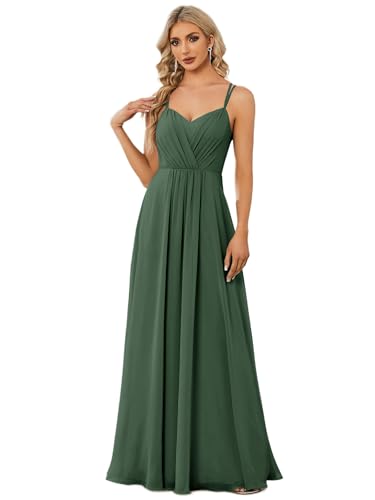 Ever-Pretty Brautjungfernkleid V-Ausschnitt Ärmellos Langarm Elegantes Brautjungfernkleid ES01692, Eukalyptus-Grün, 32