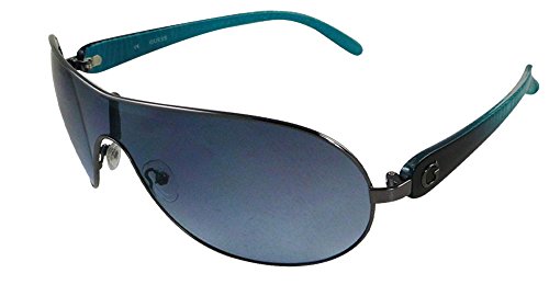 Guess Women's GUF212 Sunglasses, Shiny GunmetalTurquoise