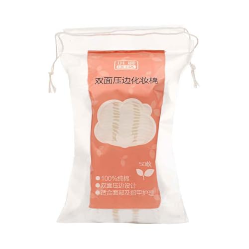Zanthicia Almohadillas de maquillaje de 50 piezas, algodón suave, doble cara, removedor cosméticos faciales, soporte con cordón para salón, herramientas maquillaje