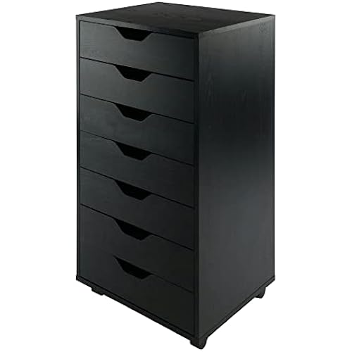 Winsome Halifax 5-Drawer Mobile Cabinet, Black Black/Tall
