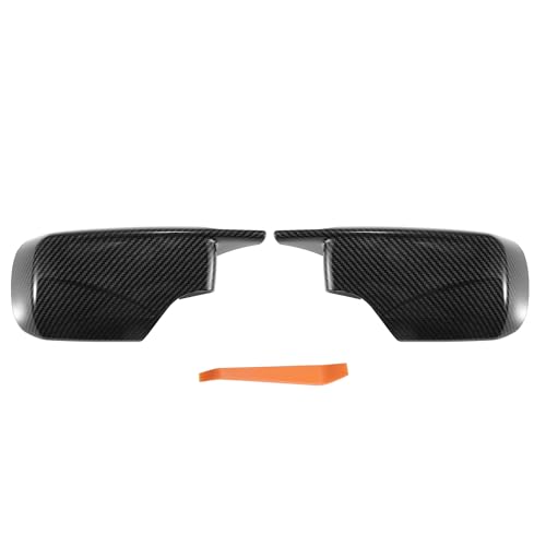 X AUTOHAUX Pair Car Rear View Driver Passenger Side Mirror Cover Cap Replacement M4-Style Black Carbon Fiber Pattern for BMW E39 E46 323i 328i 325i 330i Mirror Guard Covers Exterior Trims