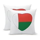 Set of 2 Madagascar Flag Home Decorative Throw Pillow Covers Madagascar Cushion Covers for Bedroom Sofa Living Room 18X18 Inches New Home Gift