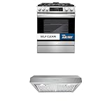 Cosmo 2-Piece Kitchen Package, 30" Gas Range with Self-Cleaning Oven and 30" Under Cabinet Range Hood