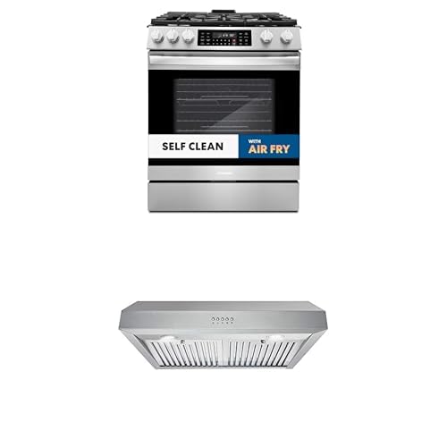 Cosmo 2-Piece Kitchen Package, 30" Gas Range with Self-Cleaning Oven and 30" Under Cabinet Range Hood