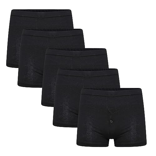 Sock Stack Herren-Boxershorts, Jersey, 100 % Baumwolle, klassische Passform, Übergröße, atmungsaktiv, Knopfschlitz-Design, Herren-Boxershorts, elastischer Bund, 5 Stück, Schwarz , XXL