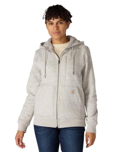 Carhartt Women's Relaxed Fit Midweight Sherpa-Lined Full-Zip Sweatshirt, Asphalt Heather Nep, Medium