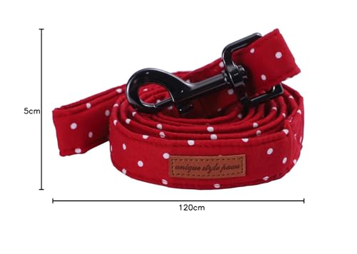 Unique style paws Handgemachte haltbare Hundeleine Weiche Bequeme Griffleine für Hund 3 Größe 11 Muster Roter Punkt